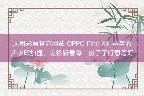凤凰彩票官方网站 OPPO Find X9 马年像片水印加握,定格新春每一份了了好意思好